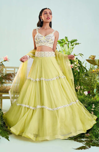 Mani Bhatia-Sophia Sunny Lime Lehenga Set-INDIASPOPUP.COM