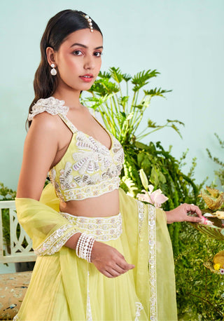 Mani Bhatia-Sophia Sunny Lime Lehenga Set-INDIASPOPUP.COM