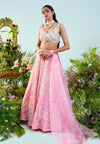 Mani Bhatia-Aurora Bubblegum Pink Embroidered Lehenga Set-INDIASPOPUP.COM