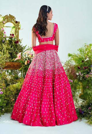 Mani Bhatia-Iris Fuschia Pink Embroidered Lehenga Set-INDIASPOPUP.COM