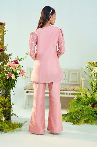 Mani Bhatia-Mia Pink Embroidered Jacket With Pant-INDIASPOPUP.COM