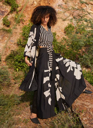 Kharakapas-Black Kimono Style Overlay-INDIASPOPUP.COM