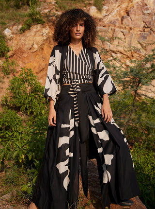 Kharakapas-Black Kimono Style Overlay-INDIASPOPUP.COM