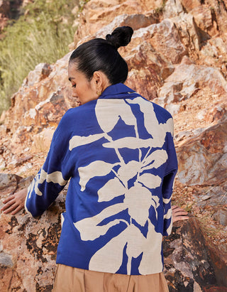 Kharakapas-Blue Kimono Style Jacket-INDIASPOPUP.COM