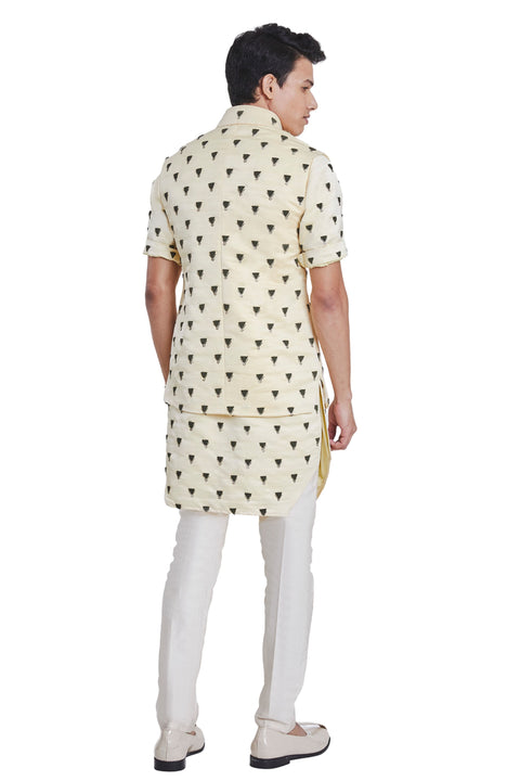 Kunal Rawal-Lemon Highlighted Sleeveless Jacket-INDIASPOPUP.COM