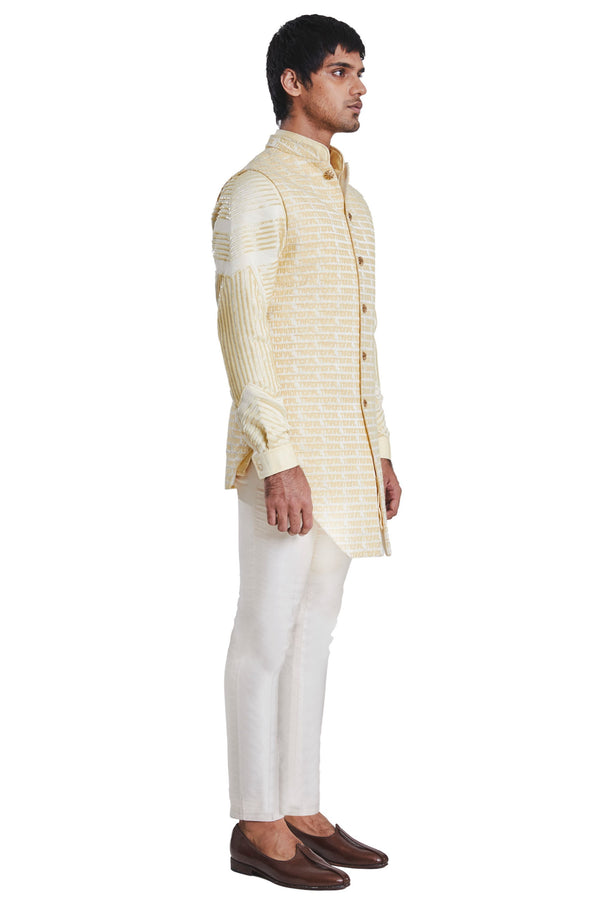Kunal Rawal-Yellow Long Sleeveless Jacket-INDIASPOPUP.COM