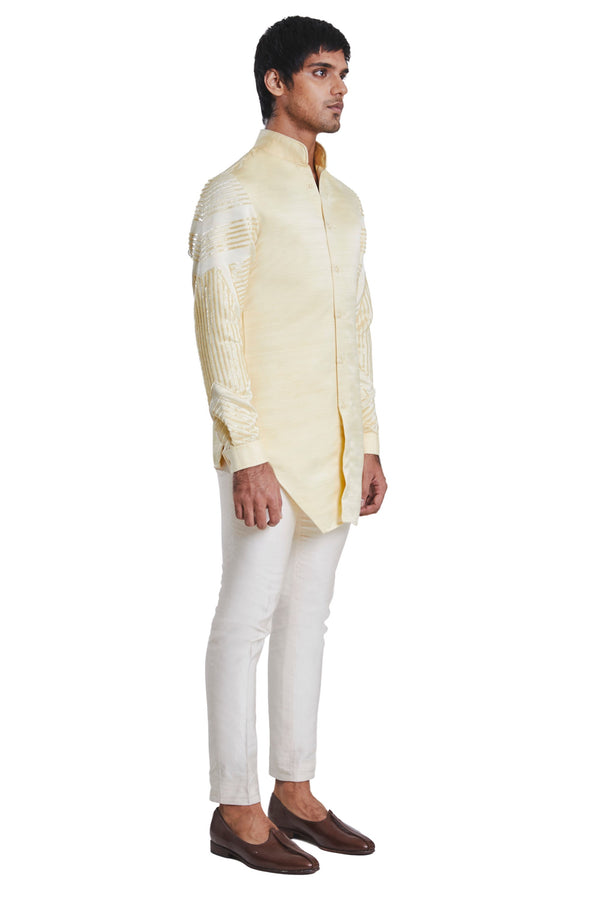 Kunal Rawal-Yellow Armour Highlighted Kurta-INDIASPOPUP.COM
