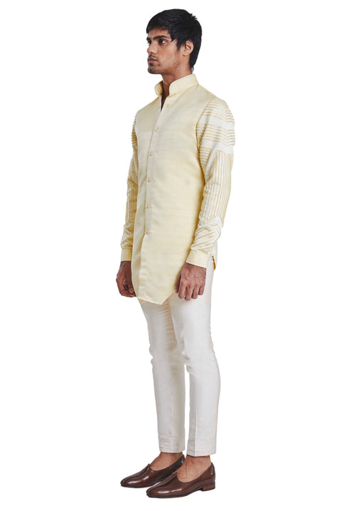 Kunal Rawal-Yellow Armour Highlighted Kurta-INDIASPOPUP.COM