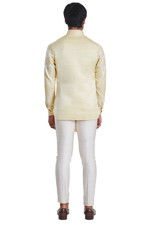 Kunal Rawal-Yellow Armour Highlighted Kurta-INDIASPOPUP.COM