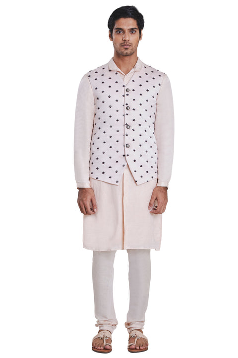 Kunal Rawal-Blush Pink Highlighted Sleeveless Jacket-INDIASPOPUP.COM