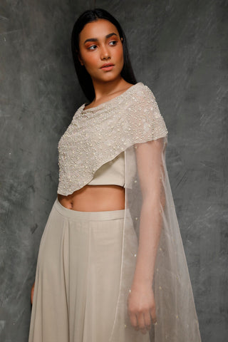 Seema Thukral-Dusky Green Croptop With Dupatta & Sharara-INDIASPOPUP.COM