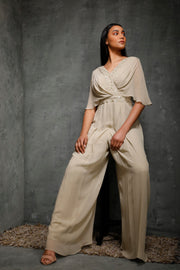 Seema Thukral-Dusky Green Draped Jumpsuit-INDIASPOPUP.COM