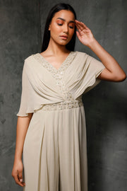 Seema Thukral-Dusky Green Draped Jumpsuit-INDIASPOPUP.COM
