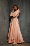 Seema Thukral-Peach Top With Panels & Skirt-INDIASPOPUP.COM