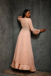Seema Thukral-Peach Top With Panels & Skirt-INDIASPOPUP.COM