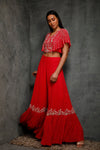 Seema Thukral-Rani Pink Croptop With Sharara Pants-INDIASPOPUP.COM