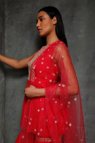 Seema Thukral-Rani Pink Peplum Kurta With Gharara Set-INDIASPOPUP.COM