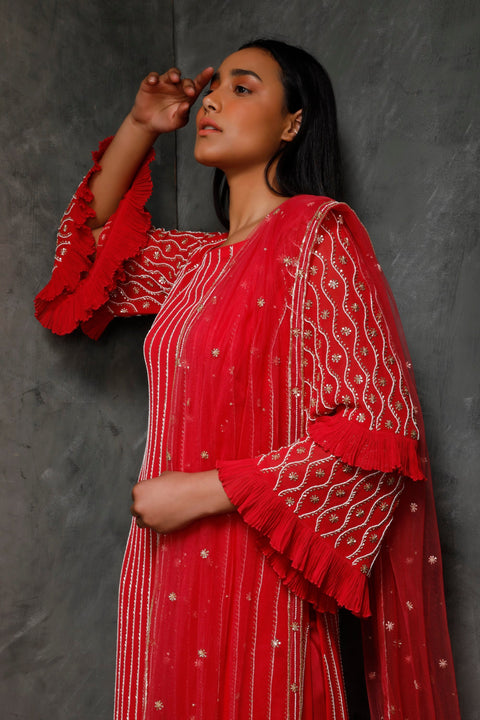 Seema Thukral-Rani Pink Kurta & Leggings With Dupatta-INDIASPOPUP.COM