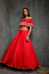 Seema Thukral-Rani Pink Croptop With Circular Skirt-INDIASPOPUP.COM