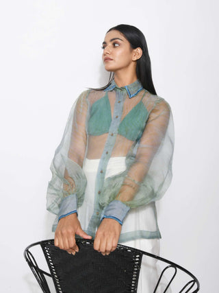 The Loom Art-Sea Waves Embroidered Shirt-INDIASPOPUP.COM