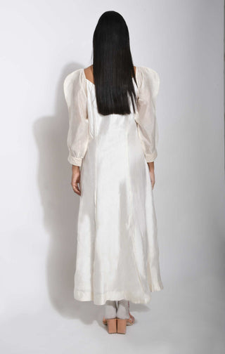 The Loom Art-Pearl White Silk Dress-INDIASPOPUP.COM