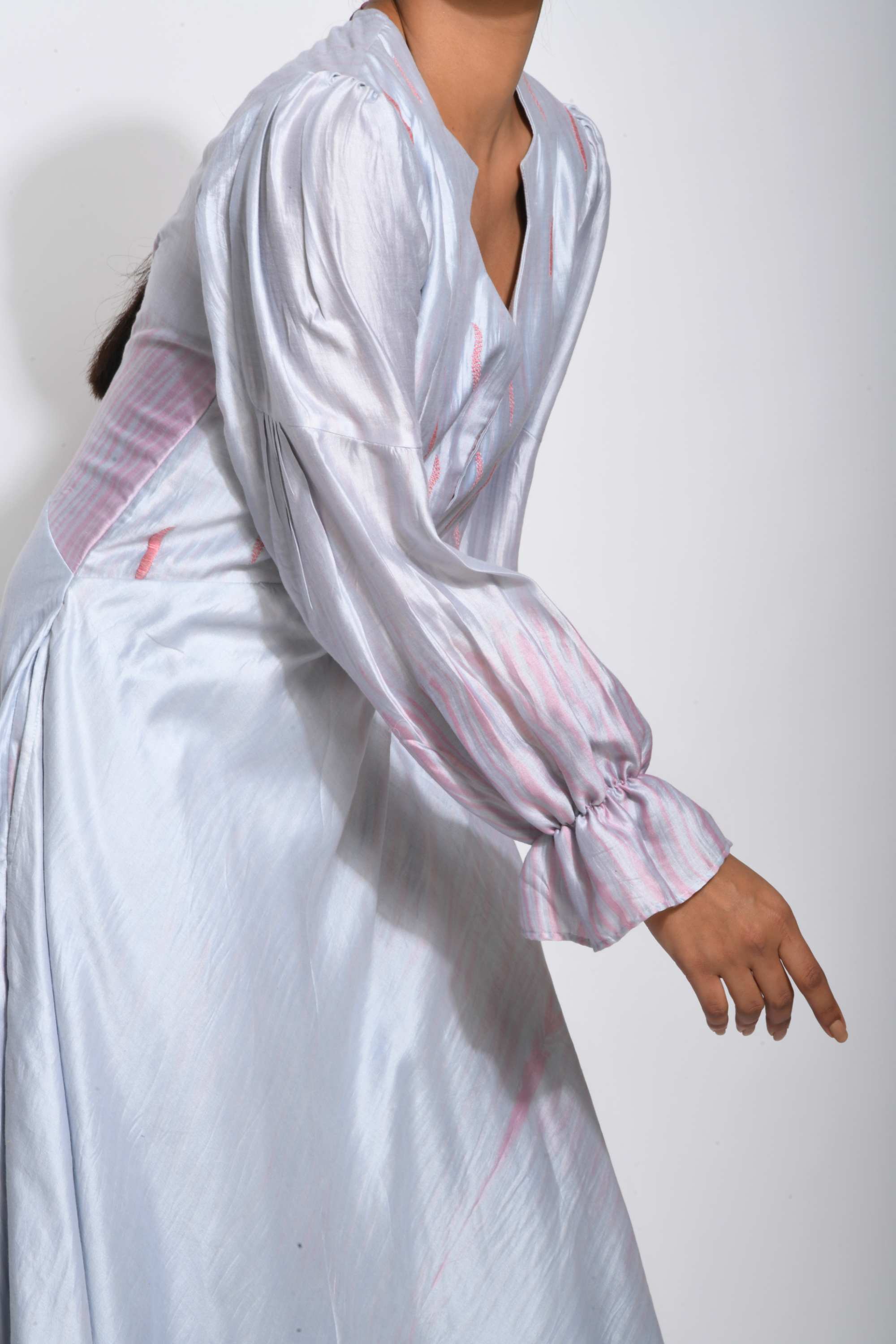 persian silk dress LUCY Sleveless A-line Flowy Silk Dress with Pockets in Persian Sea (Med/ Lg)