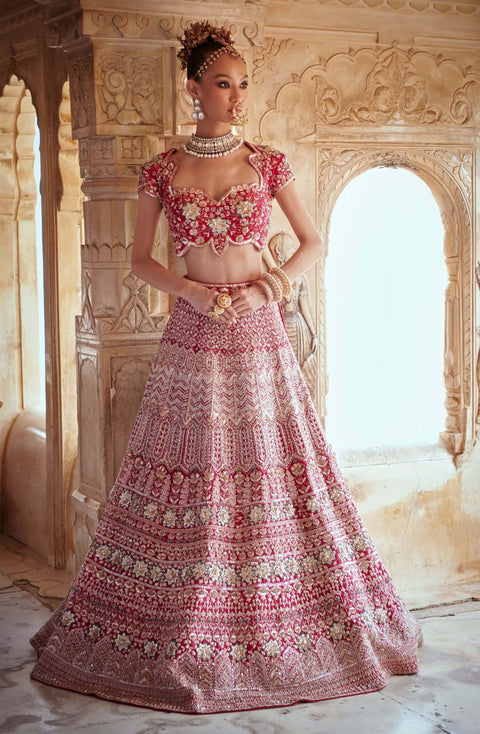 Bridal lehenga in dark pink outlet colour