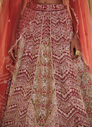 Bindani By Jigar And Nikita-Plum Bridal Lehenga Set-INDIASPOPUP.COM