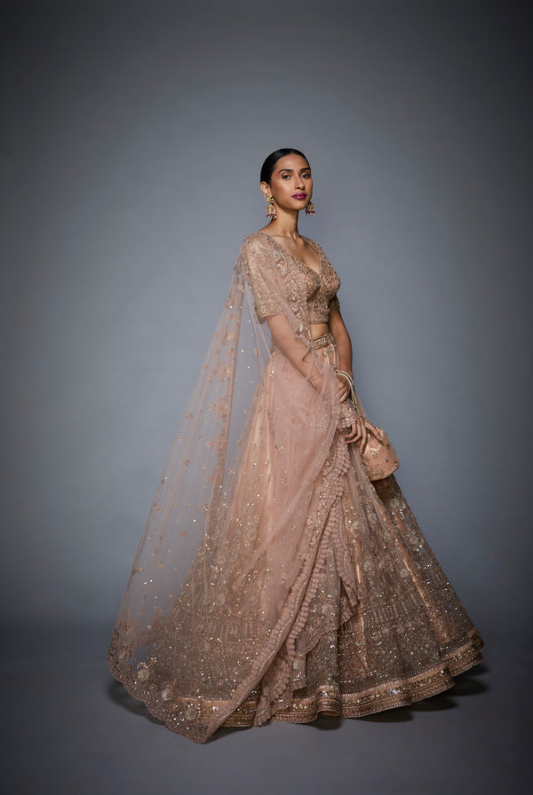 Ri.Ritu Kumar-Pastel Pink Lehenga Set With Dupatta-INDIASPOPUP.COM