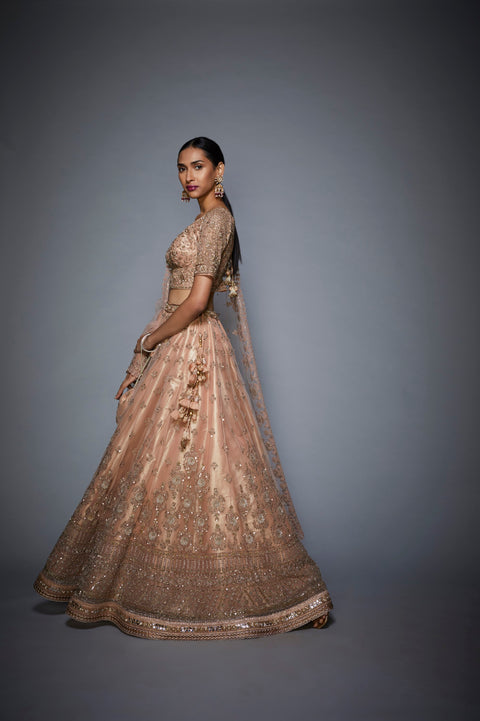 Ri.Ritu Kumar-Pastel Pink Lehenga Set With Dupatta-INDIASPOPUP.COM