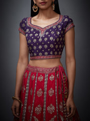 Ri.Ritu Kumar-Pink & Purple Lehenga Set With Dupatta-INDIASPOPUP.COM