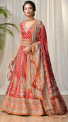 Ri.Ritu Kumar-Red & Saffron Lehenga Set With Dupatta-INDIASPOPUP.COM