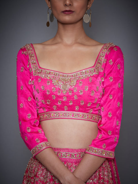 Ri.Ritu Kumar-Pink Lehenga With Blouse & Dupatta-INDIASPOPUP.COM
