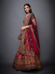 Ri.Ritu Kumar-Pink & Purple Lehenga Set With Duppata-INDIASPOPUP.COM