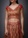 Ri.Ritu Kumar-Red & Saffron Lehenga Set With Dupatta-INDIASPOPUP.COM