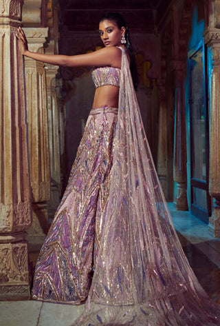 Bindani By Jigar And Nikita-Lilac Lehenga With Blouse-INDIASPOPUP.COM