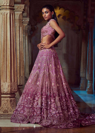 Bindani By Jigar And Nikita-Mauve Ombré Sombre Lehenga Set-INDIASPOPUP.COM