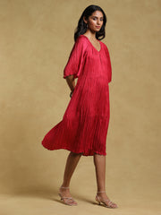 Ritu Kumar-Pink Crinkled Dress-INDIASPOPUP.COM