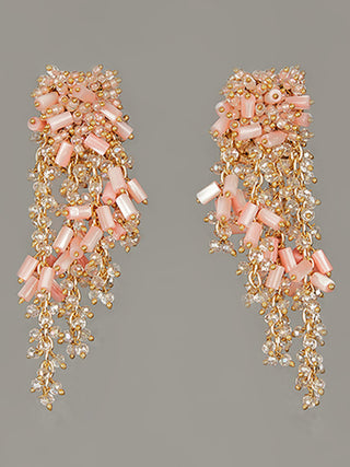 House Of Doro-Pink Pearl Tassel Earrings-INDIASPOPUP.COM
