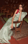 Label Earthen-Mint Green & Fuchsia Saree With Blouse-INDIASPOPUP.COM