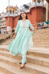 Label Earthen-Mint Green Nirali Resham Kali Kurta Set-INDIASPOPUP.COM