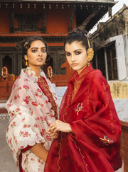 Label Earthen-Maroon Kumkum Zari Resham Sharara Set-INDIASPOPUP.COM