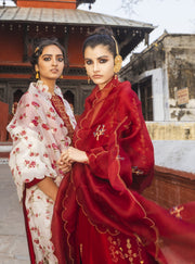 Label Earthen-Maroon Kumkum Zari Resham Sharara Set-INDIASPOPUP.COM