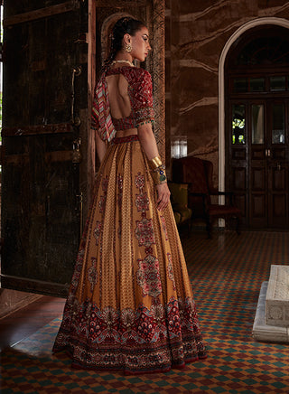 Kalista-Samaira Mustard Teal Lehenga Set-INDIASPOPUP.COM