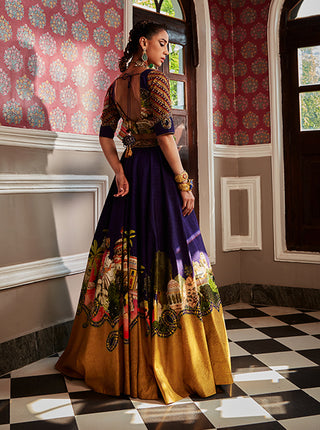 Kalista-Aria Midnight Blue Embroidered Lehenga Set-INDIASPOPUP.COM