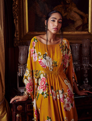 Kalista-Ezrine Tangerine Orange Kaftan-INDIASPOPUP.COM