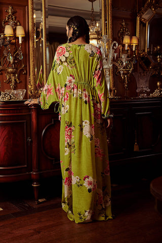 Kalista-Nazrin Lime Green Kaftan-INDIASPOPUP.COM