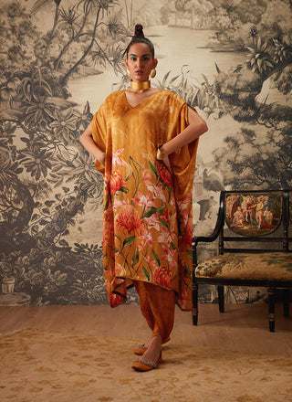 Kalista-Mustard Kaftan And Dhoti Pants-INDIASPOPUP.COM