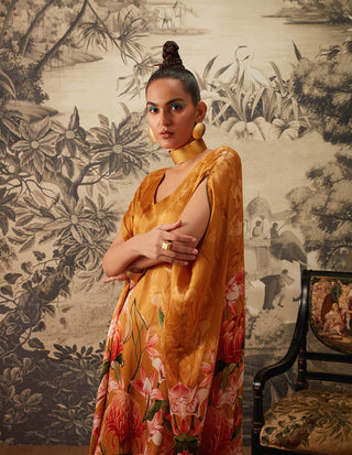 Kalista-Mustard Kaftan And Dhoti Pants-INDIASPOPUP.COM