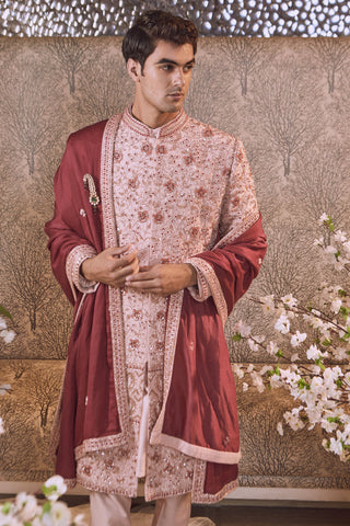 Bindani By Jigar And Nikita-Rose Smoke Sherwani-INDIASPOPUP.COM